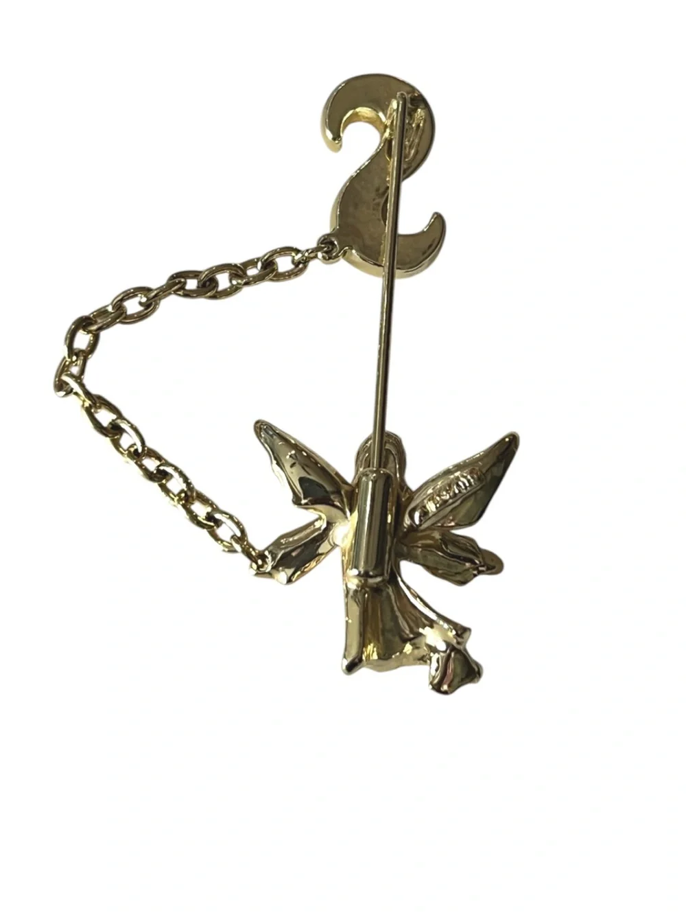 Vintage Giusti Angel S Initial Cherub Stick Pin Brooch Jewelry Golden Gift Idea